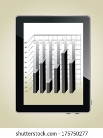 Realistic tablet pc computer with business graph 
