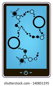 realistic tablet pc computer with DNA molecule structure background. eps10 vector illustration