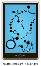 realistic tablet pc computer with DNA molecule structure background. eps10 vector illustration