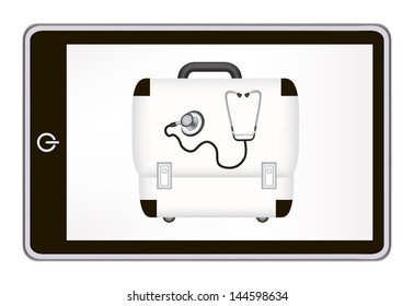 realistic tablet pc computer with medicine illustration. eps10 mesh vector illustration