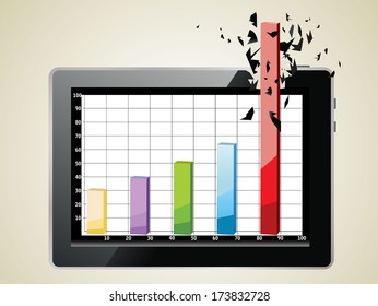 Realistic tablet pc computer profit concept