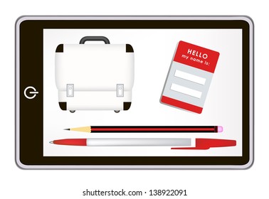 realistic tablet pc computer with stationary units. eps10 mesh vector illustration