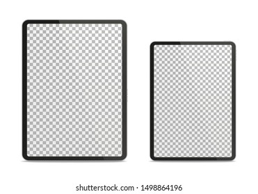 Realistic tablet pc different sizes isolated on white background. Vector illustration.