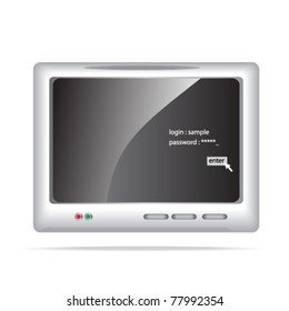 realistic tablet pc with login screen