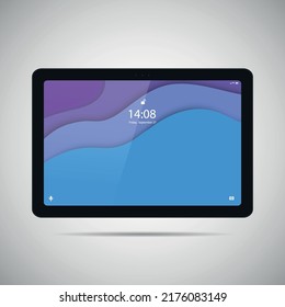 Realistic tablet PC. Vector illustration in trendy thin frame design with front side view. 