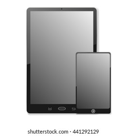 
realistic tablet and smartphone. vector illustration