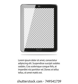 Realistic tablet with transparent screen