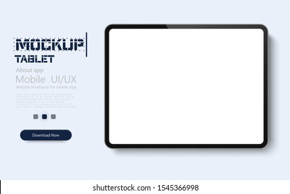 Realistic Tablet  with white screen isolated on background. Can use for template, project, presentation or banner. Electronic gadgets, device Set Mock Up. Vector Illustration.