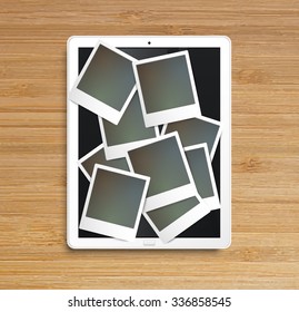 Realistic tablets with picture frames, vector