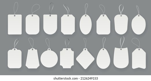 Realistic tag . White empty label and product price tags. Vector discount sticker set