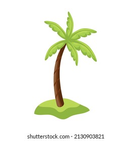 Realistic tall green palm tree isolated on white background - Vector illustration