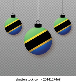 Realistic Tanzania Flag with flying light balloons. Decorative elements for national holidays.
