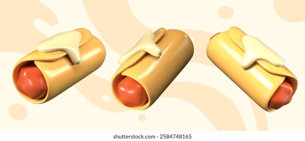 Realistic taquitos in different positions. Mexican food vector template