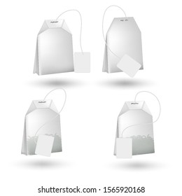 Realistic tea bag isolated on white background. Vector