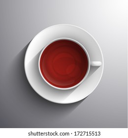 Realistic tea cup illustration with shadow - eps10 vector
