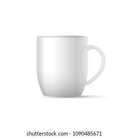 Realistic tea cup on white background