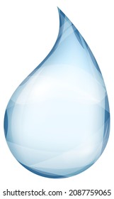 Realistic teardrop. Blue drop of water. Transparent droplet