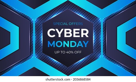 Realistic technology cyber monday background design template