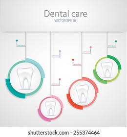 Realistic teeth. Dental care background.
