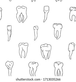 
realistic teeth shapes seamless pattern