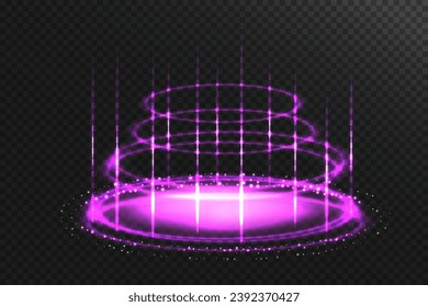 Realistic teleport tunnel, wrap aura effect.  Level up concept. Vector illustration.