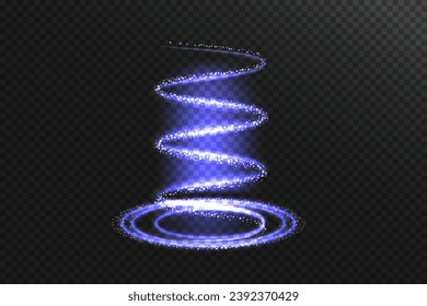 Realistic teleport tunnel, wrap aura effect.  Level up concept. Vector illustration.