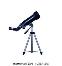 Realistic telescope on a tripod. Vector illustration. Planetarium equipment.