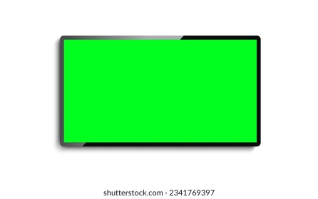 Realistic Television Green Screen Blank TV Display Mockup Vector Illustration