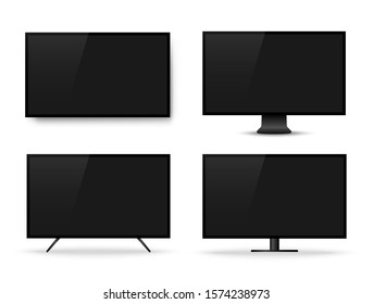 Realistic television screen on background. TV, modern blank screen lcd, led