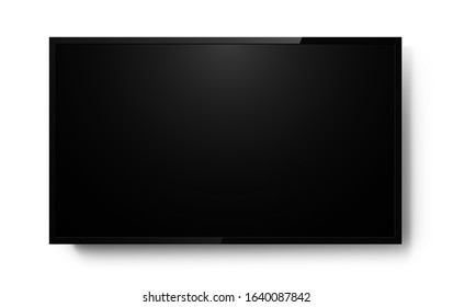 Realistic television screen on background. TV, modern blank screen lcd, led