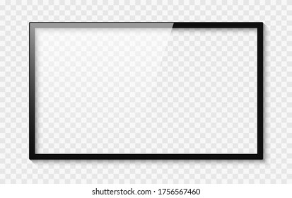 Realistic television screen on background. TV, modern blank screen lcd, led