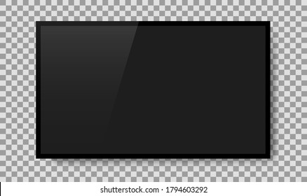 Pantalla de televisión realista sobre el fondo. TV, pantalla en blanco moderna lcd, led