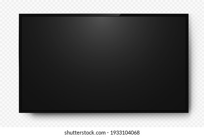 Realistic Television Screen On Background. TV, Modern Blank Screen Lcd, Led