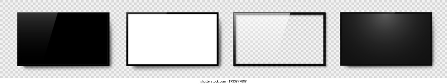 Realistic television screen on background. TV, modern blank screen lcd, led