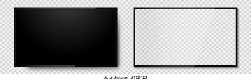 Realistic television screen on background. TV, modern blank screen lcd, led