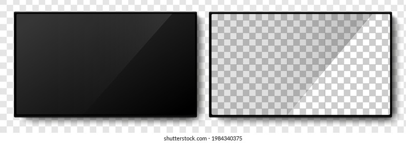 Realistic television screen on background. TV, vector modern blank screen lcd, led