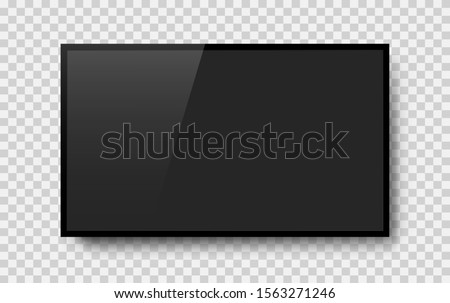Realistic television screen on background. TV, modern blank screen lcd, led