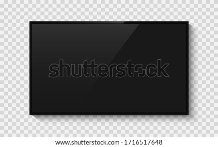 Realistic television screen on background. TV, modern blank screen lcd, led