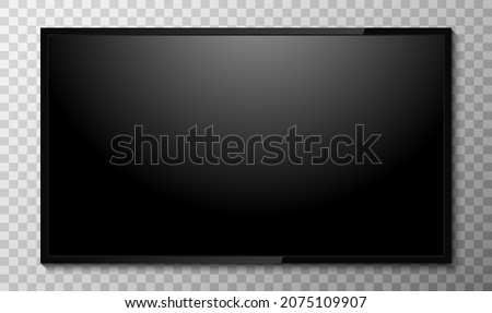 Realistic television screen on background. TV, modern blank screen lcd, led