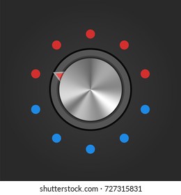 Realistic Temperature button knob switch. Vector illustration.