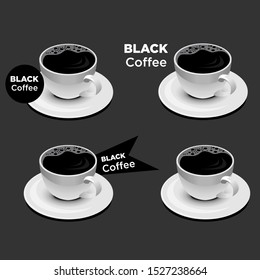 Realistic template Black coffee vector icon