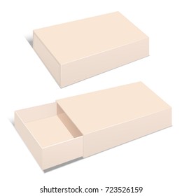 Realistic Template Blank Beige Package Paper Box Empty Mock Up for Product. Vector illustration