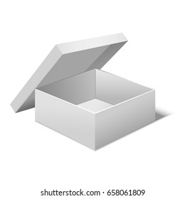 Realistic Template Blank White Box for Gift or Present Empty Mock Up. Vector illustration