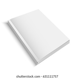 Realistic Template Blank White Closed Detailed Journal or Magazine Empty Ready for Your Design. Vector illustration