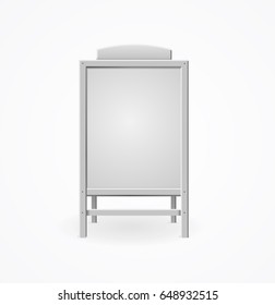 Realistic Template Blank White Menu Board Information Billboard for Restaurant, Pub and Cafe. Vector illustration