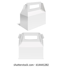Realistic Template Blank White Paper Folding Box Empty Mock Up for Retail. Vector illustration