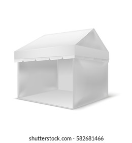 Realistic Template Blank White Pavilion Empty Mock Up Design Element for Your Business. Vector illustration