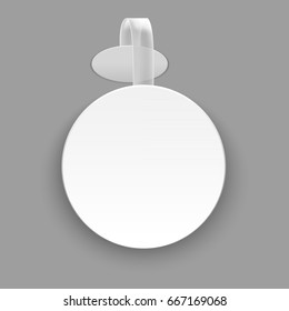 Realistic Template Blank White Round Advertising Wobbler Isolated on a Gray Background. Empty Mock Up. Vector illustration