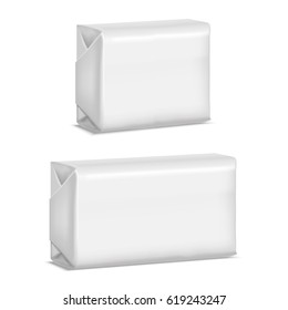 Realistic Template Blank White Soap Pack Empty Mock Up Cosmetic Product for Retail. Vector illustration