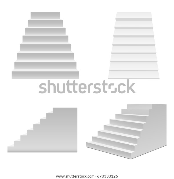 リアルなテンプレート空の白い階段または階段は ビジネスコンセプト